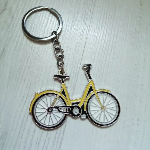 جاکلیدی فلزی طرح دوچرخه رنگ زرد
