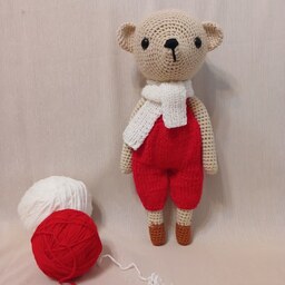 عروسک دستبافت تدی خرسه،عروسک،عروسک خرس،اسباب بازی،صنایع دستی،عروسک بافتنی،دستبافت