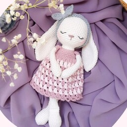 عروسک بافتنی خرگوش ملوس،عروسک، عروسک دستبافت، عروسک خرگوش،صنایع دستی،اسباب بازی