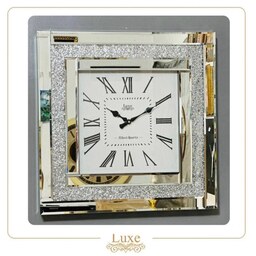ساعت دیواری طرح چوب و آینه برند لوکس سایز 60 در 60 مربعی