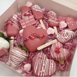 باکس شکلات ولنتاین، هدیه تولد، شکلات دستساز سورپرایز با رنگ دلخواه به صورت دونه ای 