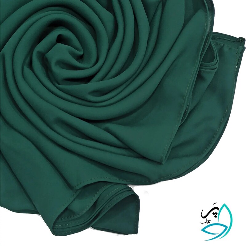 روسری کرپ حریر تک رنگ قواره بزرگ رنگ سبز  زمردی یا یشمی