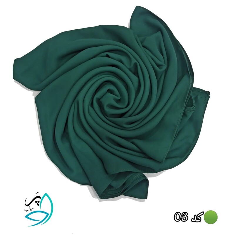 روسری کرپ حریر تک رنگ قواره بزرگ رنگ سبز  زمردی یا یشمی