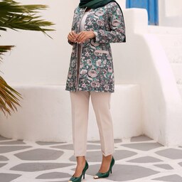 کت شلوار زنانه طرحدار پارچه ژاکارد و مازراتی تک رنگ سایز 38 تا 48