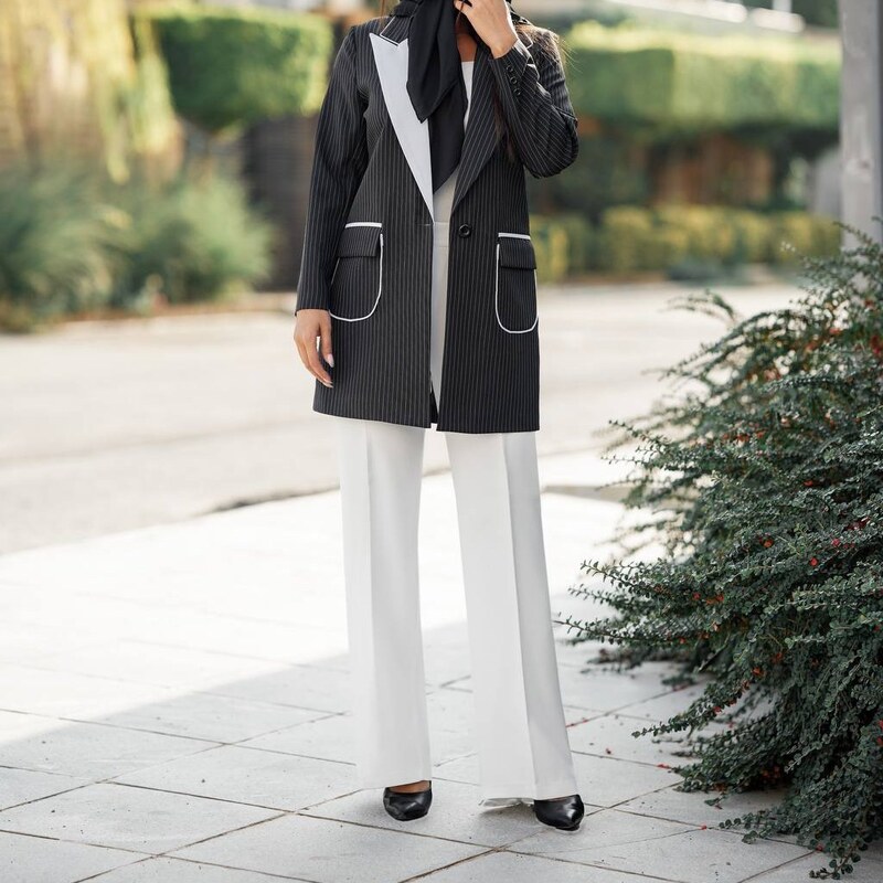 کت شلوار زنانه پارچه دیپلمات و کرپ مازراتی مدل نایس سایز 38 تا 48