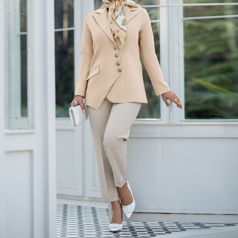 کت تک زنانه جنس مازراتی دکمه دار مدل کتی مجلسی سایز 36 تا 46