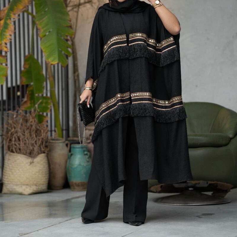 مانتو عبایی زنانه خنک و سبک پارچه کرسپو درجه یک سایز 36 تا 44