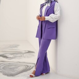 سه تیکه زنانه شومیز شلوار سارافون مازراتی سایز 34 تا 60 با رنگبندی 