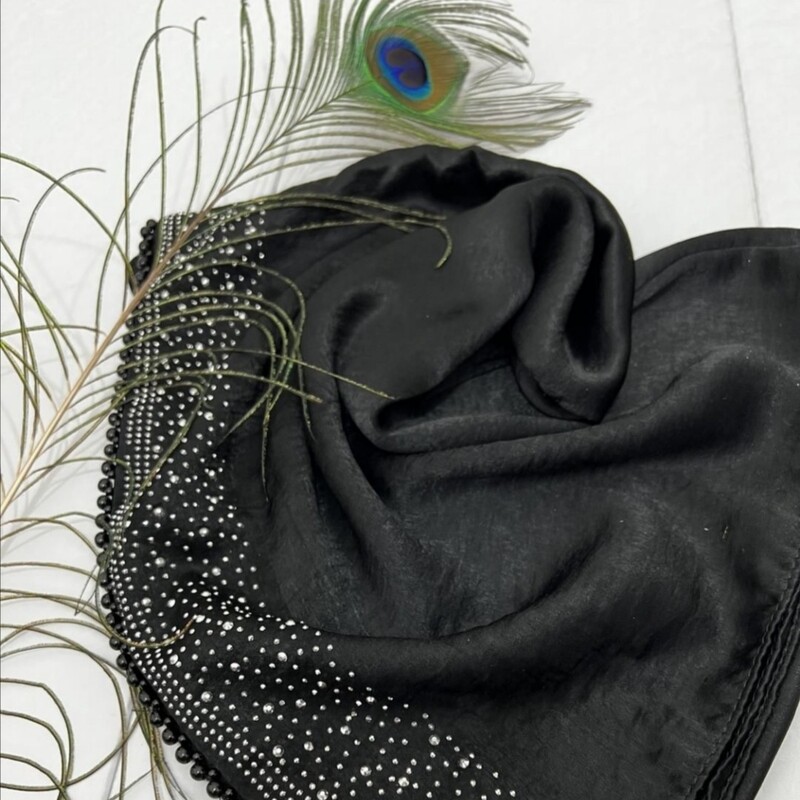 (روسری چارقد قم) شال تلفیقی مروارید نگینی با طرحهای بسیار زیبا و جذاب 