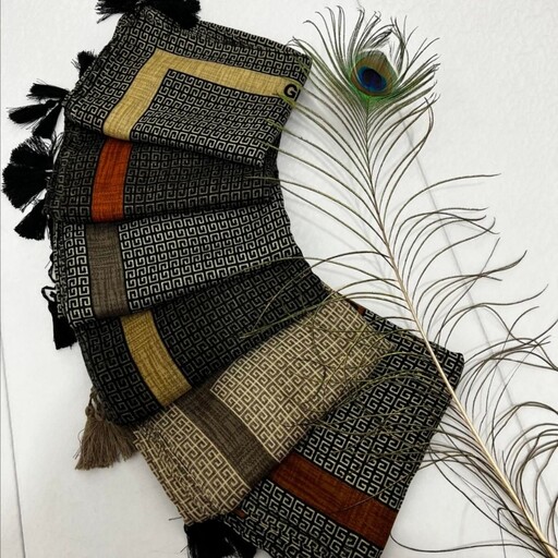 (روسری چارقد قم) شال نخی منگوله دار طرح جیوانچی در رنگبندی بسیار زیبا و جذاب 