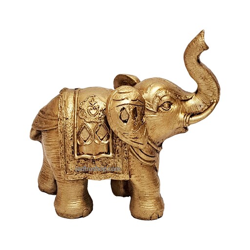 مجسمه فیل خرطوم بالا پلی استر ارتفاع 12 سانتی متر وزن حدودی 430 گرم