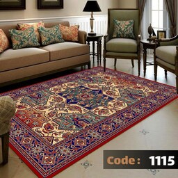 کاور فرش و روفرشی کشدار طرح سنتی زمینه لاکی  6 متری  کد1115
