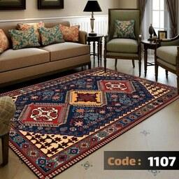 کاور فرش و روفرشی کشدار طرح سنتی زمینه لاکی  6 متری  کد1107