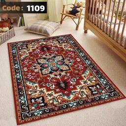 کاور فرش و روفرشی کشدار طرح سنتی زمینه لاکی  6 متری  کد1109