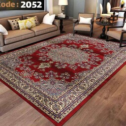 کاور فرش و روفرشی کشدار  طرح سنتی زمینه لاکی 12 متری کد 2052