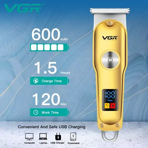 خط زن ماشین اصلاح VGR 290  با قیمت اقتصادی و صفحه دیجیتال و شارژر  همراه