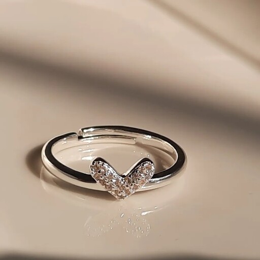 انگشتر جواهری قلب. حلقه آشتی استیل رنگ ثابت و بسیار زیبا فری سایز