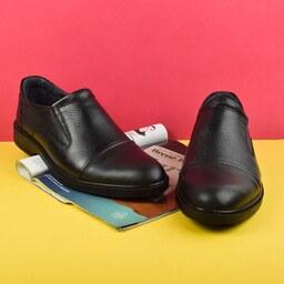 کفش مجلسی مردانه چرم طبیعی بدون بند سایز بزرگ رنگ مشکی کد 175111 سایز 44 تا 47
