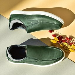 کفش روزمره مردانه مادو مدل ویرریس چرم طبیعی بدون بند رنگ یشمی کد 174644 سایز 40 تا 43