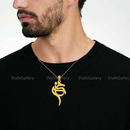 گردنبند نقره اسم حسن  پلاک نقره عیار 925 با آبکاری طلا و زنجیر استیل رنگ ثابت مردانه و زنانه -2