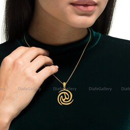 گردنبند نقره اسم مبارک الله پلاک نقره عیار 925  آبکاری طلا  و زنجیر استیل رنگ ثابت  زنانه و مردانه - 1
