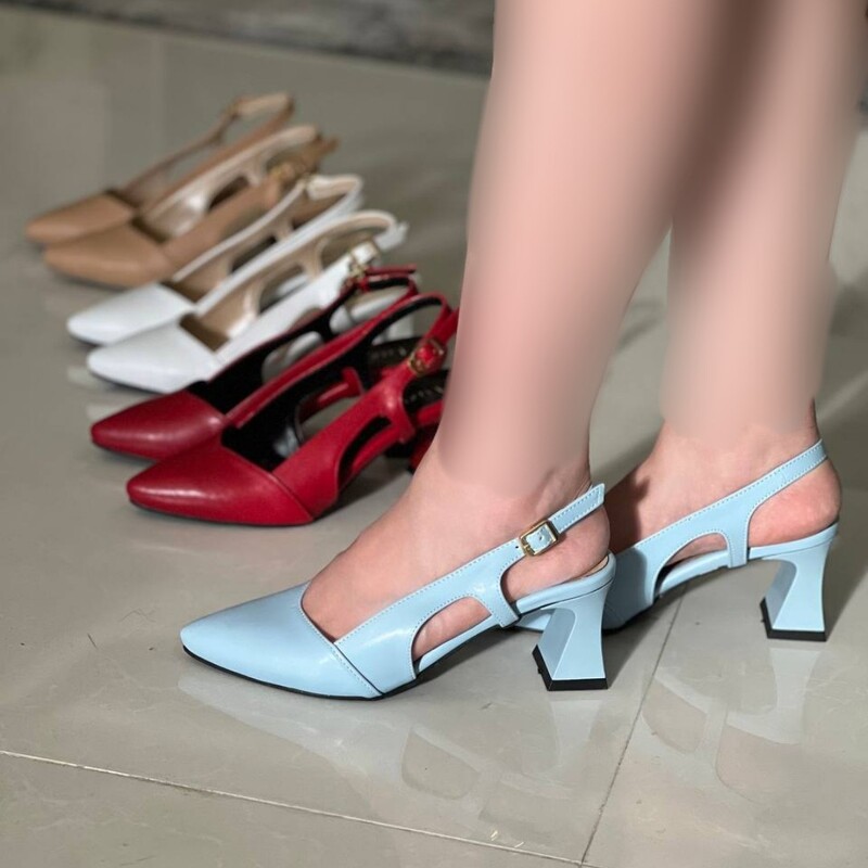 کفش مجلسی زنانه دخترانه چرم پاشنه 6 سانت مشکی ، سفید ، آبی ،کرم ،قرمز  کفش زنانه مجلسی صندل مجلسی کفش شیک