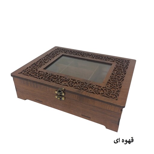 جعبه و باکس پذیرایی چوبی مدل مینا جهت دکوراسیون و هدیه مناسب دمنوش و آجیل