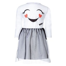 پیراهن و تل دخترانه برند هالووین آلمان، 1 تا 2 سال، طرح لبخند، سفید، کد 361