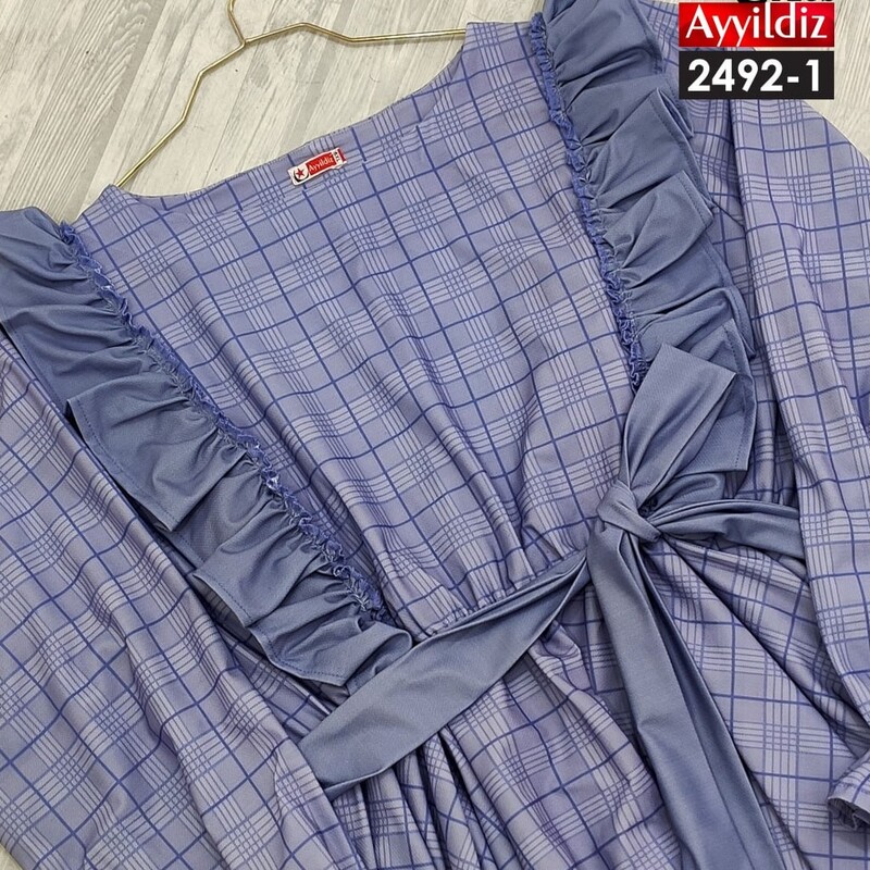 پیراهن 2492 کرپ بنگلادش سایز بزرگ ارسال رایگان تک رنگ آستین بلند چین پره 