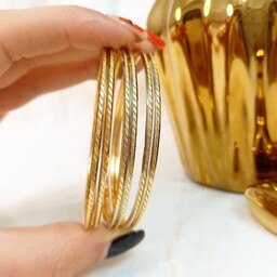 النگوی زنانه مفتولی طلا روس رنگ ثابت بدون حساسیت پک سه تایی 