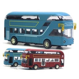 اسباب بازی ماشین فلزی اتوبوس دو طبقه لوکس چراغدار و موزیکال مدل Double-Decker Bus Model