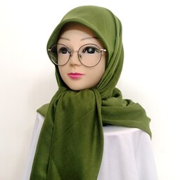روسری شاتل طرح ساده قواره 140 منگوله دار رنگ سبز سدری