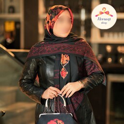 ست روسری و کیف زنانه مشکی حاشیه قرمز سنتی مجلسی بسیار شیک ویژه روز مادر و عید