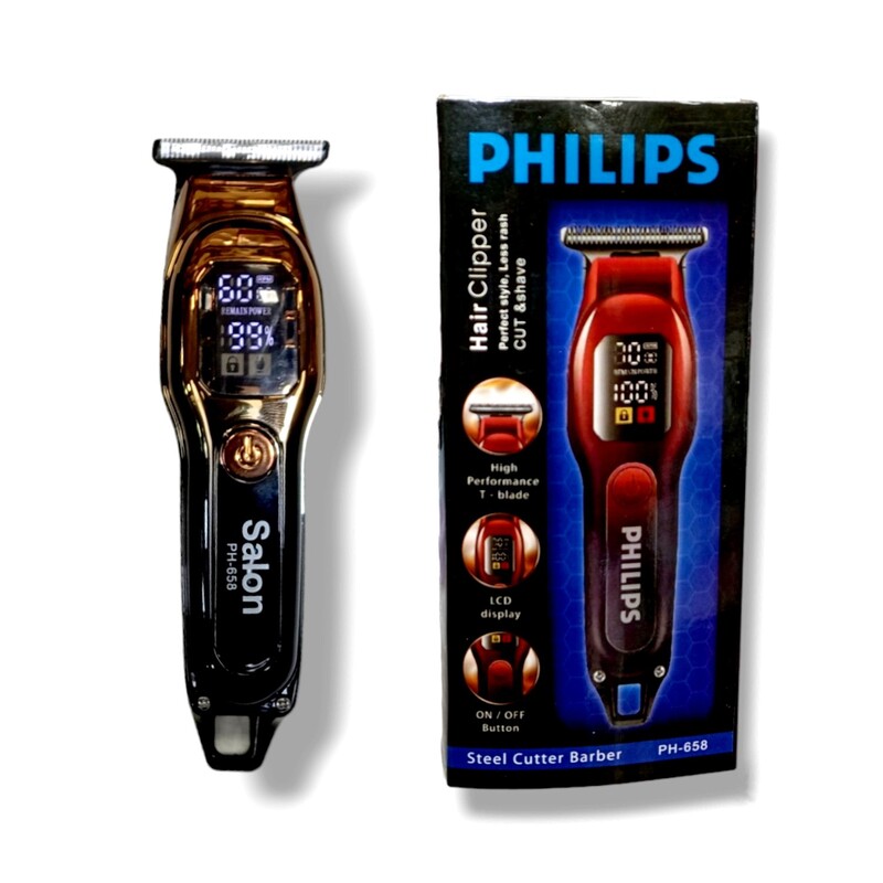 صفر زن صورت و بدن حرفه ای  مارک فلیپس PHILIPS 658  قابل استفاده برای صورت و بدن و بغل سر   تیغ استیلی ضد زنگ   باتری لیت