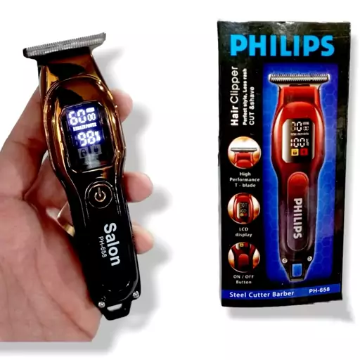 صفر زن صورت و بدن حرفه ای  مارک فلیپس PHILIPS 658  قابل استفاده برای صورت و بدن و بغل سر   تیغ استیلی ضد زنگ   باتری لیت