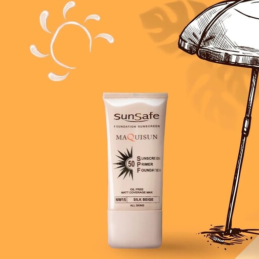 ضد آفتاب سان سیف کرم پودری و پرایمری مکیسان با SPF50 بژ وانیلی

