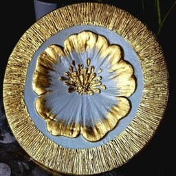دیوارکوب گل برجسته قطر 30سانت ورق طلا مایع