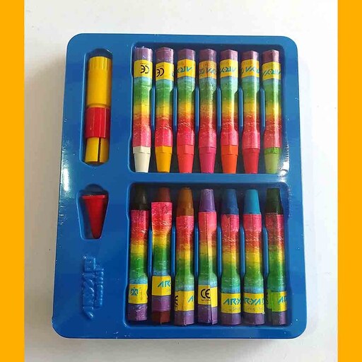 مداد شمعی پاستیل روغنی آریا  14 رنگ با قلم نگهدارنده 