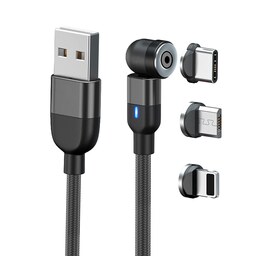 کابل تبدیل USB به MicroUSB و USB-C و لایتنینگ مدل  Magnetic طول 1 متر قرمز
