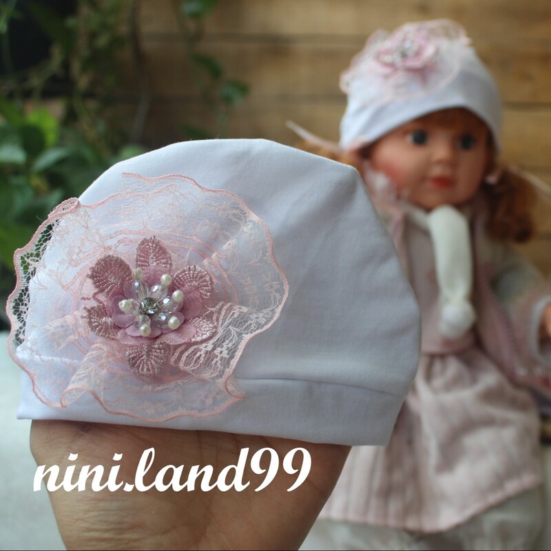 کلاه نوزادی دخترانه برند ریماز مدل گل  رنگ سفید
