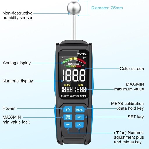 رطوبت سنج چوب و دیوار مستک مدل WM710A