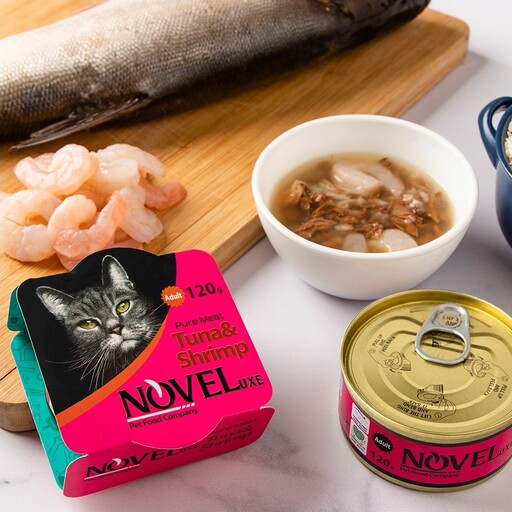 کنسرو نچرال نوول مخصوص گربه با طعم ماهی تن و میگو 120 گرمی (24عددی)

