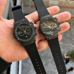 ساعت مچی ست مردانه و زنانه هابلوت رابر  مشکی رنگ Hublot 