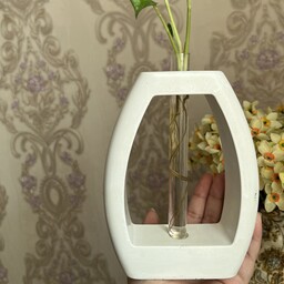 گلدان سنگی پلیمری   طرح فانوس همراه با شیشه فروش عمده و تک