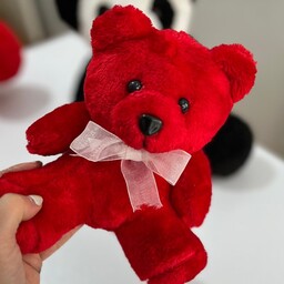 عروسک خرس قرمز هدیه ولنتاین قد 18 سانت پارچه مخمل میکرو تدی 