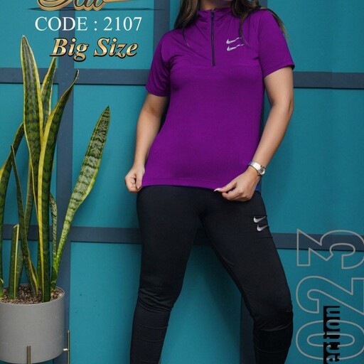 تیشرت شلوار زنانه ورزشی  در دو سایز نرمال و بیگ در ده رنگ ارسال رایگان 2107