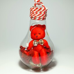 حباب شیشه ای طرح لامپ همراه با خرس پولیشی 