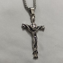 گردنبند مردانه اسپرت ورشو طرح صلیب به همراه زنجیر