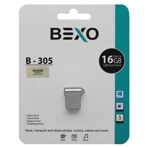 BEXO B-305 USB2.0 Flash Memory-16GB (گارانتی داده پردازی آواتک) نقره ای کد1774