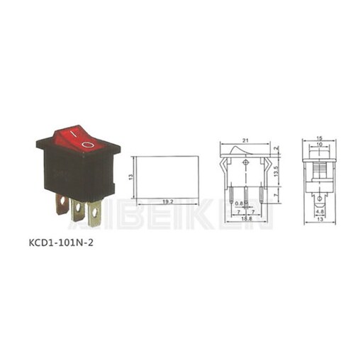 کلید دوحالته چراغدار 3PIN (راکر) مدل KCD1-101N